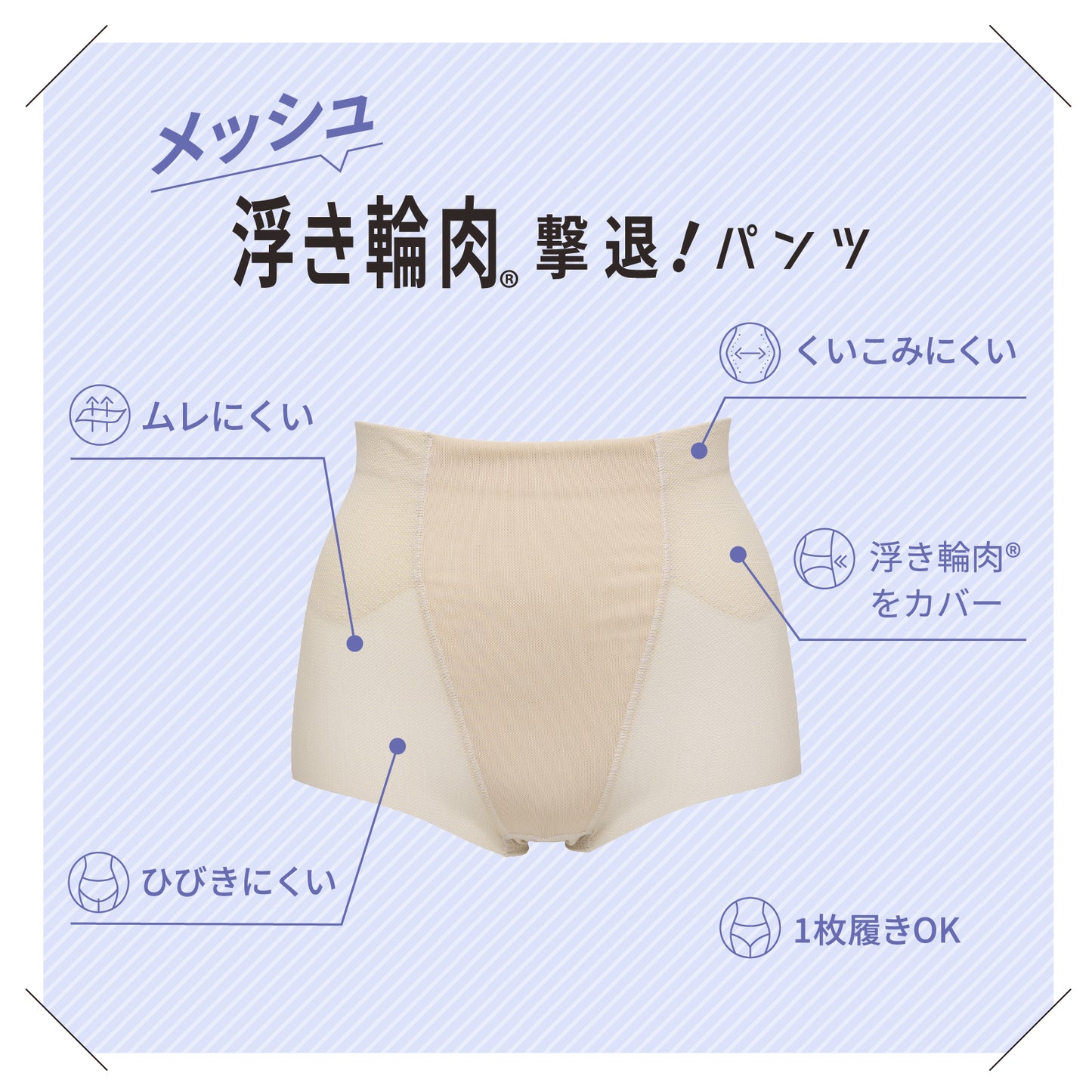浮き輪肉撃退パンツ メッシュタイプ ショート丈