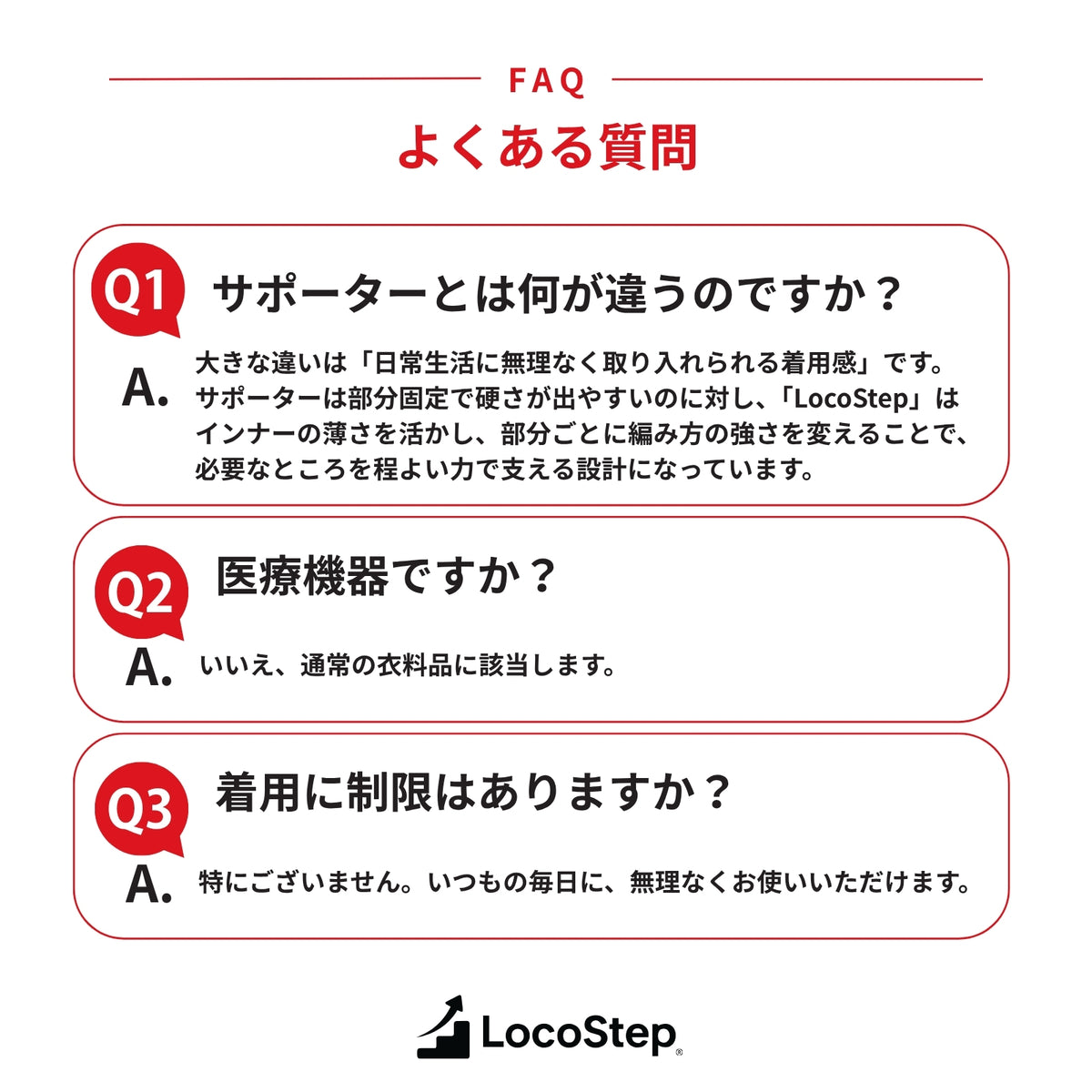 歩行サポートインナー　LocoStep　アンクル丈ボトム（レディース）