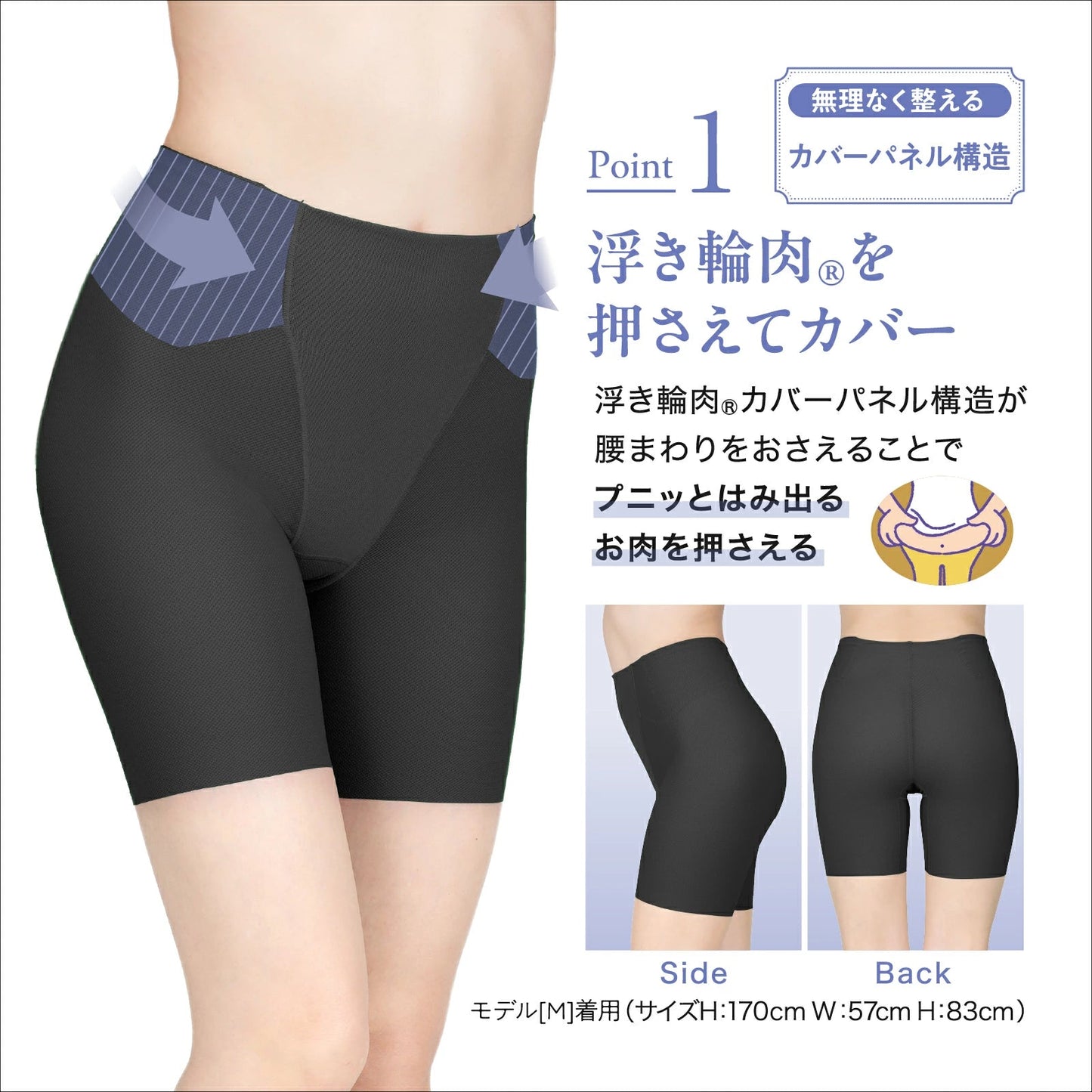 浮き輪肉撃退パンツ セミロング丈（メッシュ） - LECIEN ルシアン