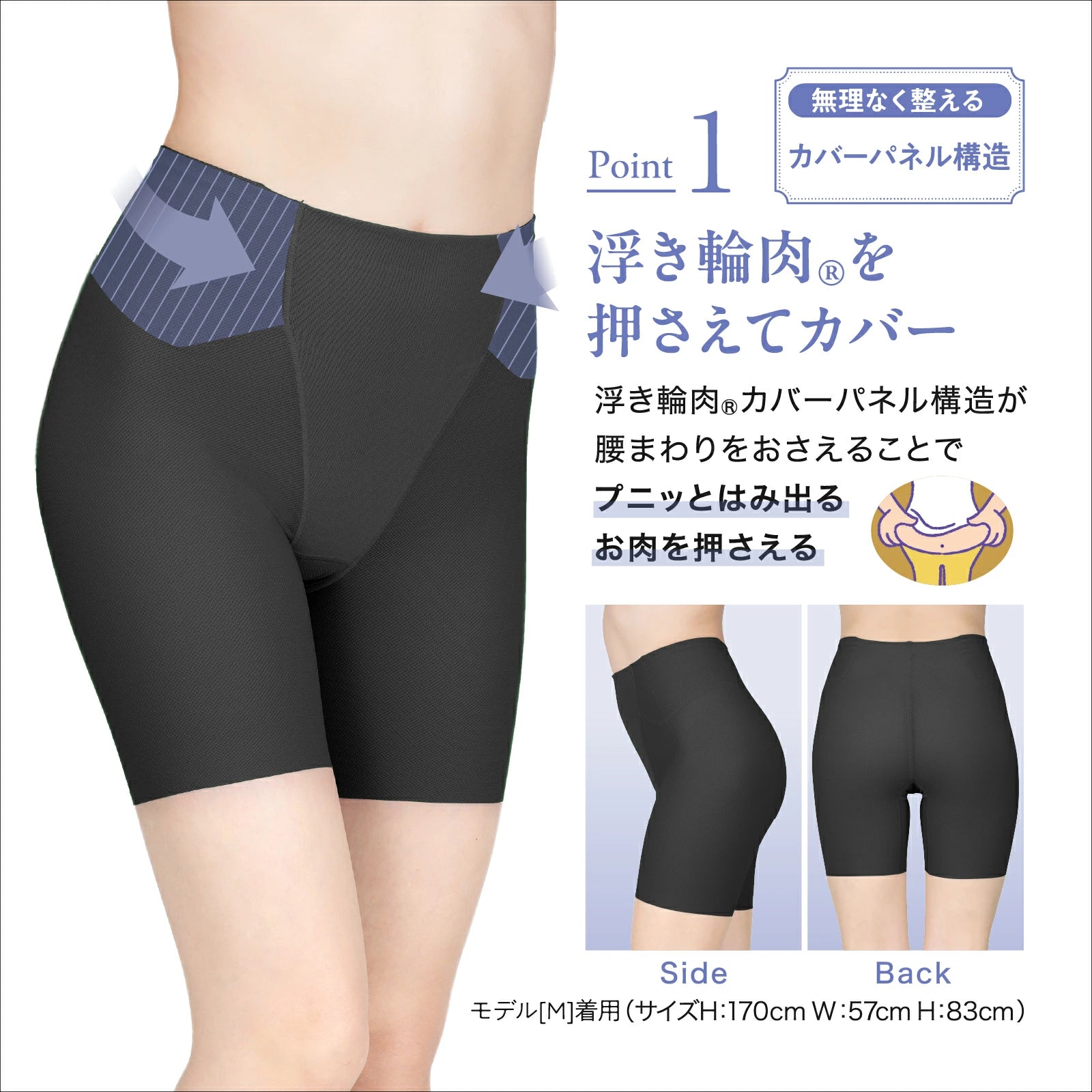 浮き輪肉撃退パンツ セミロング丈（メッシュ） - LECIEN ルシアン